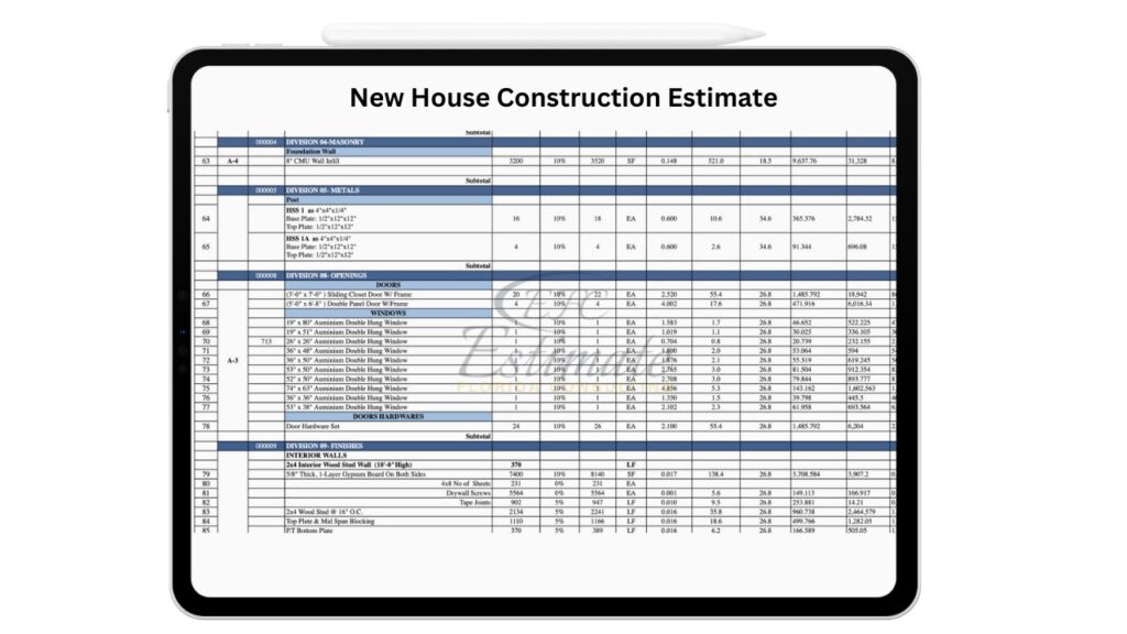 New House Construction Estimator