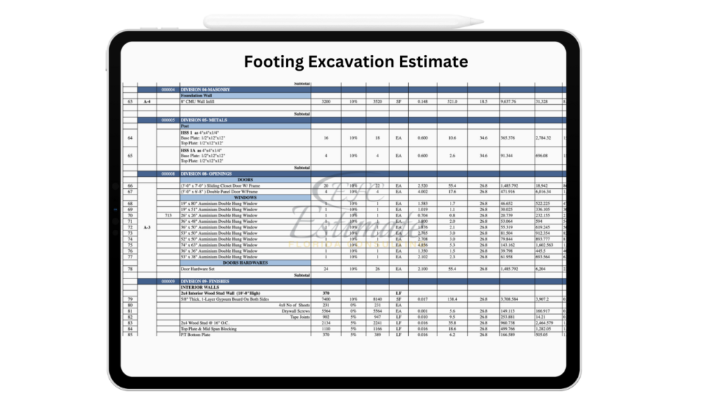 Footing Excavation Estimator