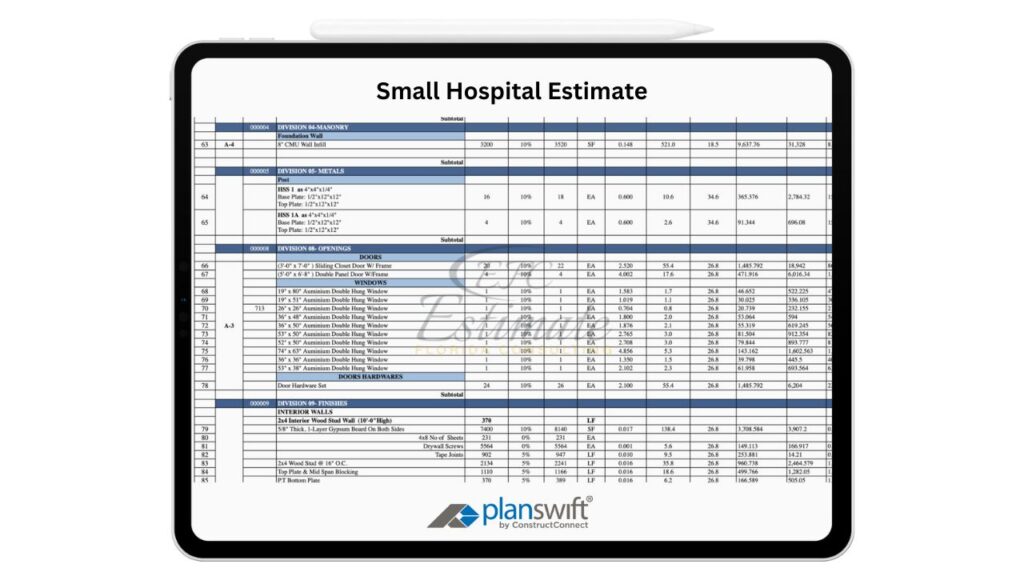 Small Hospital Estimate