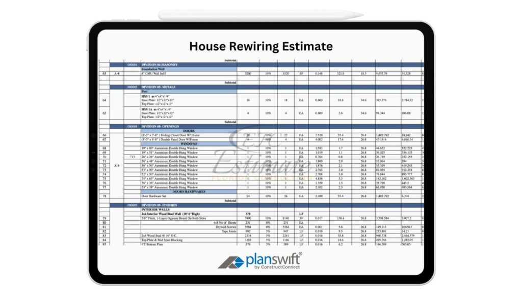 House Rewiring Estimate