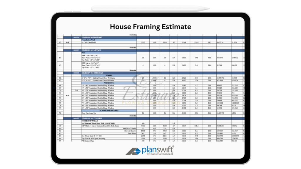 House Framing Estimate