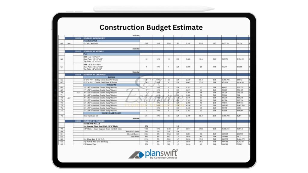 Construction Budget Estimate