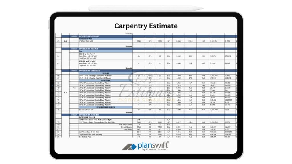 Carpentry Estimate
