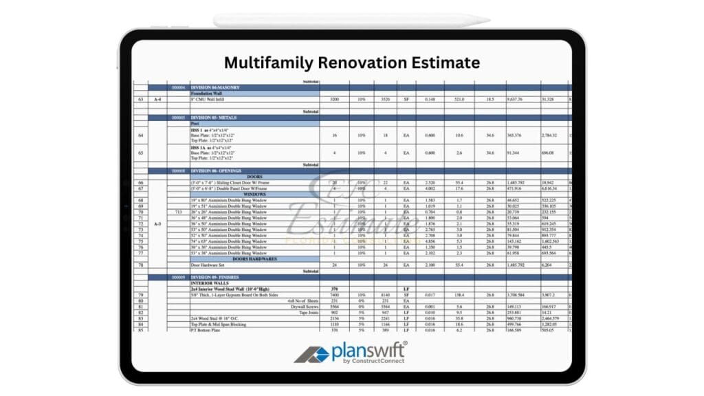 Multifamily Renovation Estimate