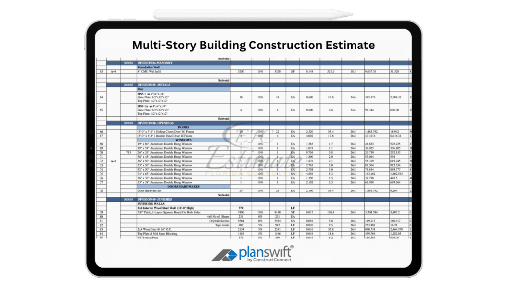 Multi-Story Building Construction Estimate