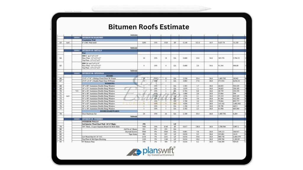 Bitumen Roofs Estimate