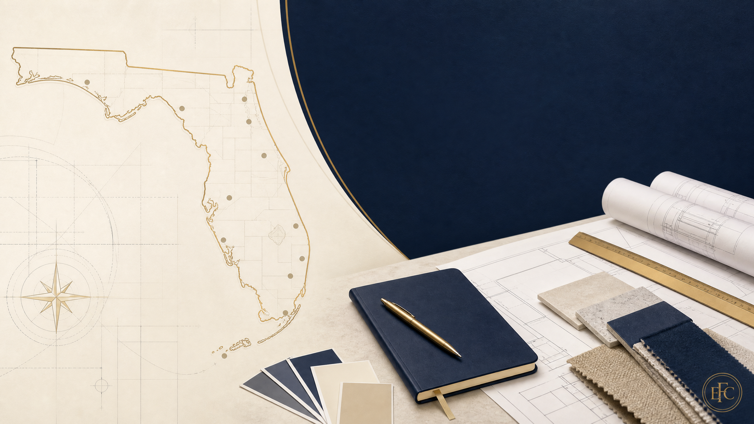 Florida construction planning visual with statewide coverage map and project documents
