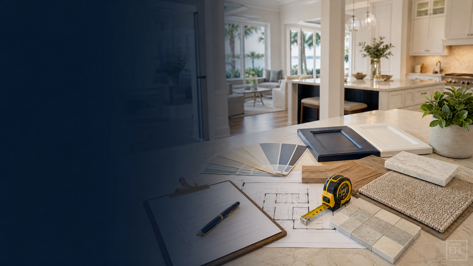 Residential interior materials, scope checklist, and home repair planning workspace